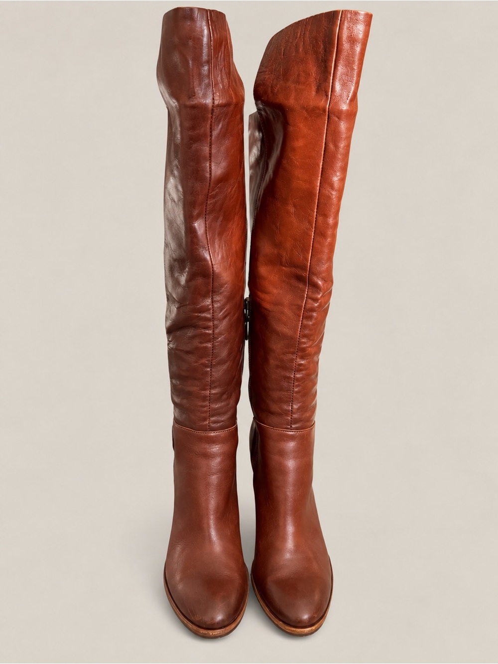 Kork-Ease Brown Leather Knee High Boots Women’s 7.5 M Block Heel